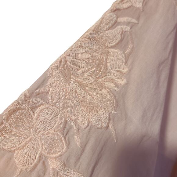 Soft Surroundings Women M Shirt Lagenlook  Sheer Floral Embroider Puff Sleeve - Picture 4 of 7